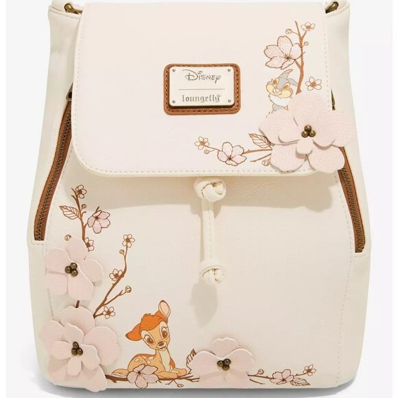 Loungefly Disney Bambi Mini Backpack Thumper Cherry Blossoms Flap Bag New - Picture 1 of 5